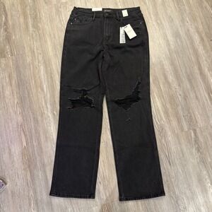 Judy Blue Womens 13/31 Rigid Magic High Waist 90's Straight Leg Jeans‎ Black